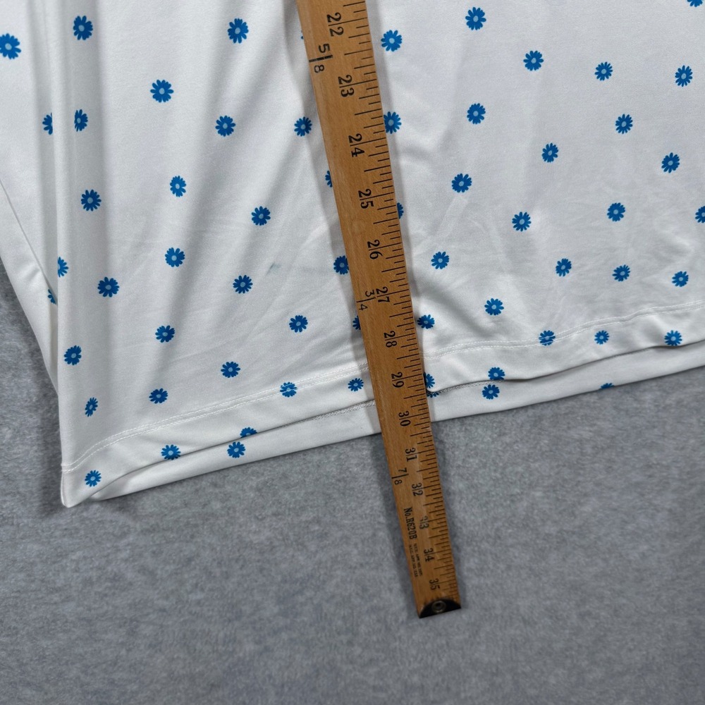 Redvanly Mens XL Golf Polo Shirt White Blue Floral Daisy Print Performance Short - Picture 7 of 11